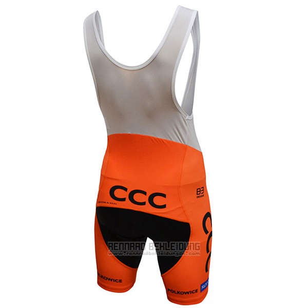 2017 Fahrradbekleidung CCC Shwarz und Orange Trikot Kurzarm und Tragerhose